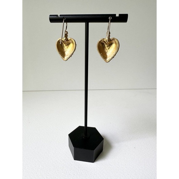 Linda Levinson SIGNED Heart Drop Gold Faux Pearl Turquoise Crystal Pave Earrings - Picture 6 of 16